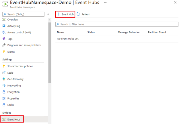 How to create Azure Event Hub using Azure Portal