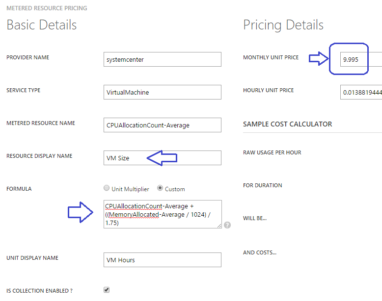 Pricing Profile configuration for VM Size based pricing