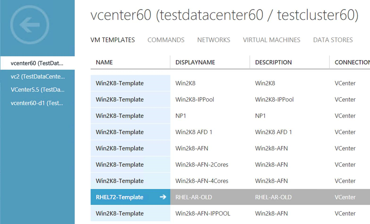 VM Templates Tab >> Select a specific Linux VM Template