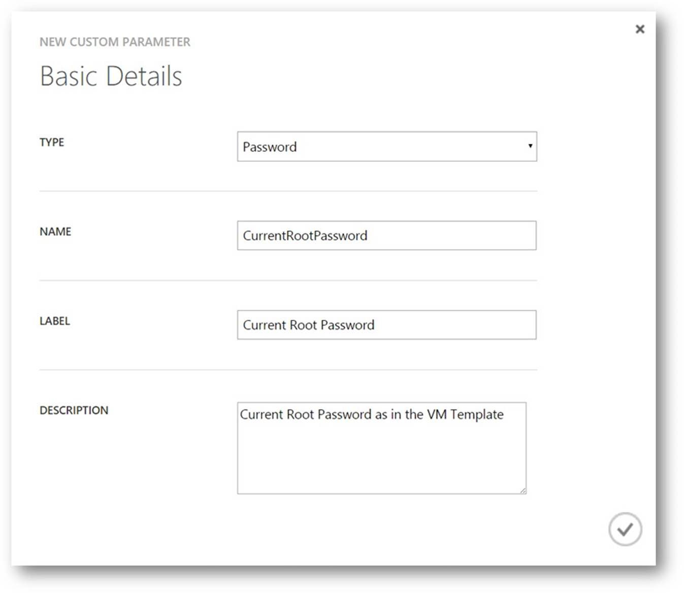 Current Root Password Parameter